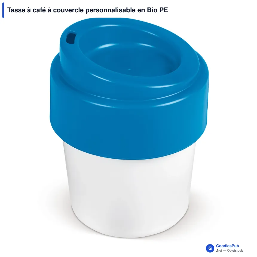 Tasse à café à couvercle personnalisable en Bio PE 240 ml avec logo - Hot-but-cool - Image 3
