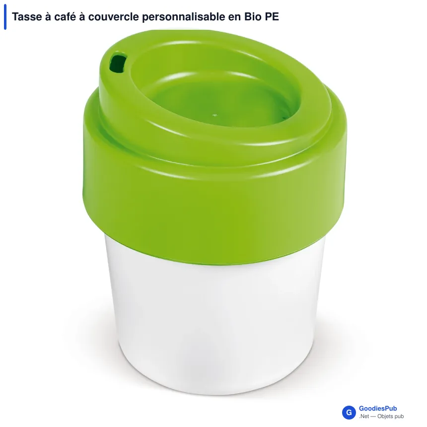 Tasse à café à couvercle personnalisable en Bio PE 240 ml avec logo - Hot-but-cool - Image 4