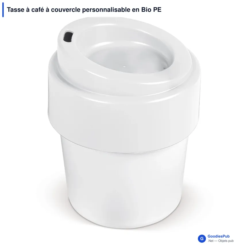 Tasse à café à couvercle personnalisable en Bio PE 240 ml avec logo - Hot-but-cool - Image 5