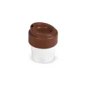 Variante  Blanc/Marron - Tasse à café à couvercle personnalisable en Bio PE 240 ml avec logo - Hot-but-cool