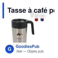 Tasse à café personnalisable double paroi 400 ml avec logo - Inox - Miniature 1