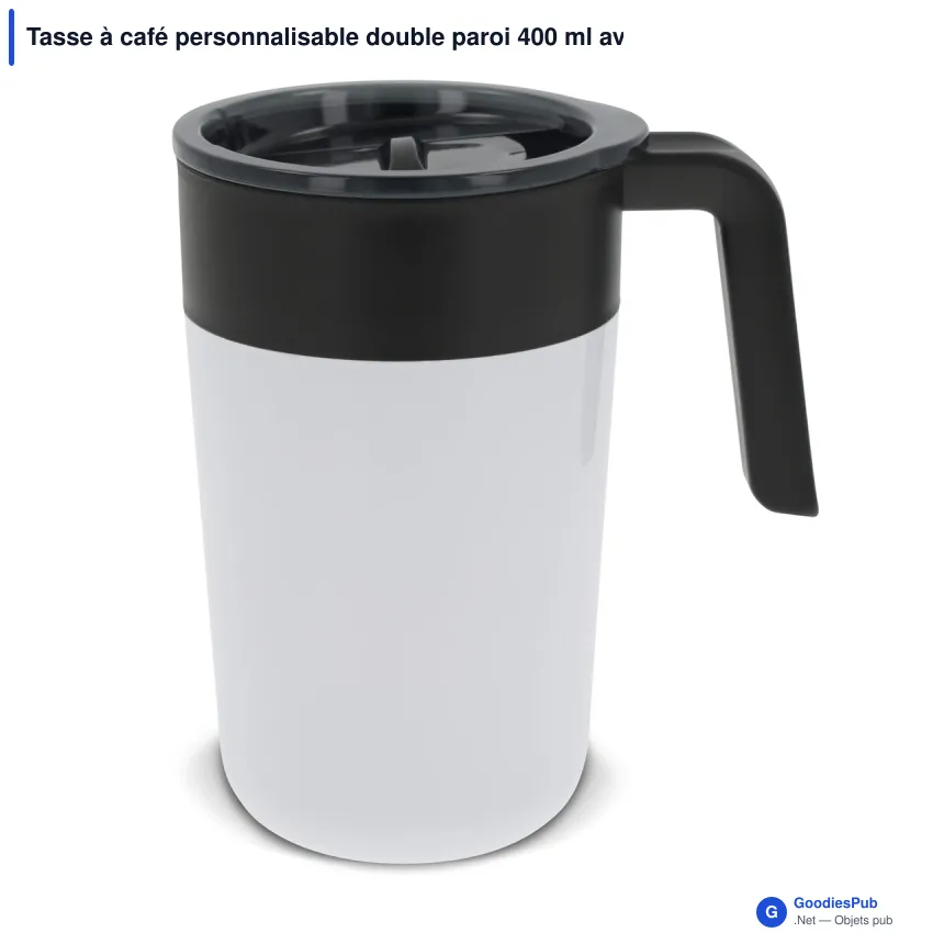 Tasse à café personnalisable double paroi 400 ml avec logo - Inox - Image 2