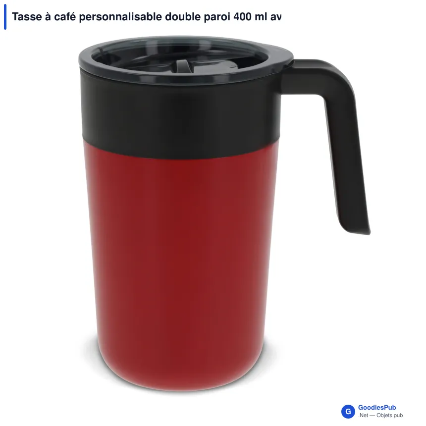 Tasse à café personnalisable double paroi 400 ml avec logo - Inox - Image 3