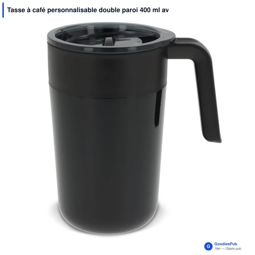 Tasse à café personnalisable double paroi 400 ml avec logo - Inox - Image 4