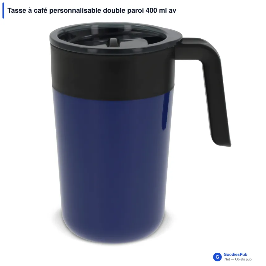 Tasse à café personnalisable double paroi 400 ml avec logo - Inox - Image 6