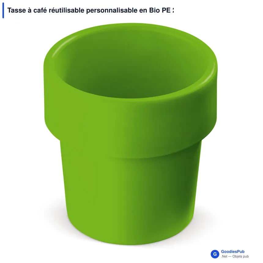 Tasse à café réutilisable personnalisable en Bio PE 240 ml avec logo - Hot-but-cool - Image 2