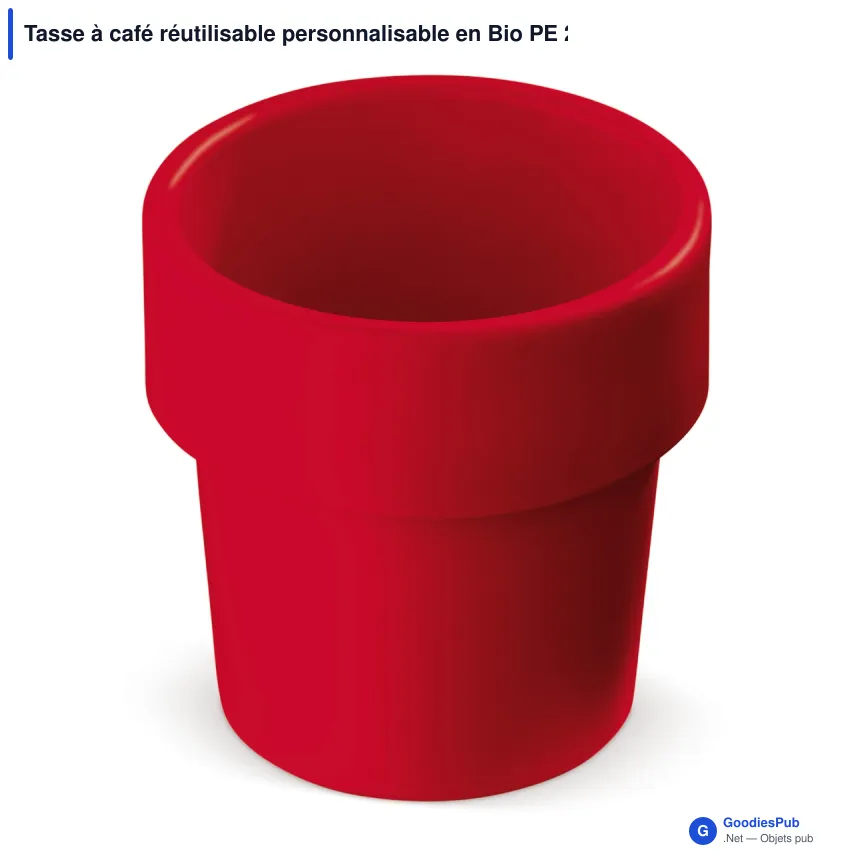 Tasse à café réutilisable personnalisable en Bio PE 240 ml avec logo - Hot-but-cool - Image 3