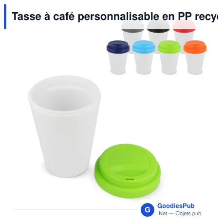 Tasse à café personnalisable en PP recyclé 250 ml avec logo - Corps blanc
