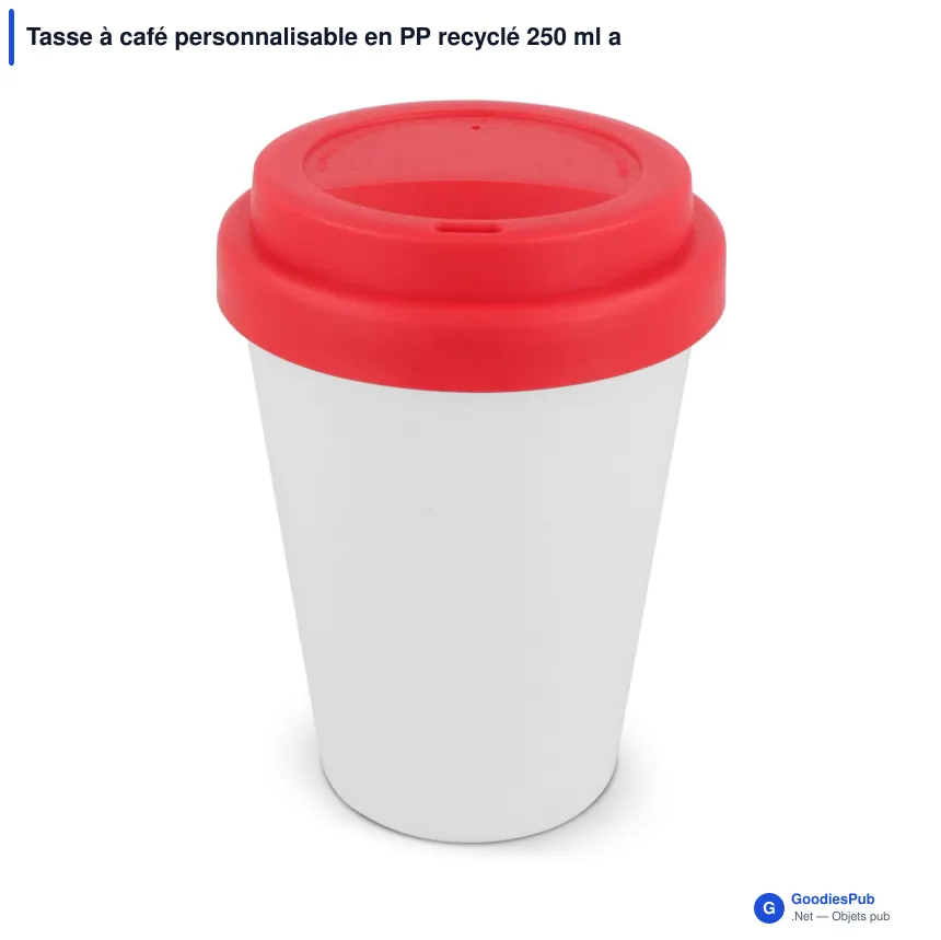 Tasse à café personnalisable en PP recyclé 250 ml avec logo - Corps blanc - Image 2