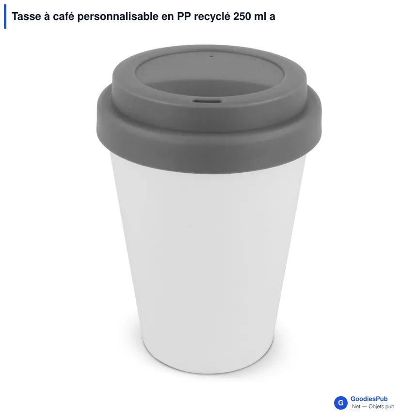 Tasse à café personnalisable en PP recyclé 250 ml avec logo - Corps blanc - Image 3