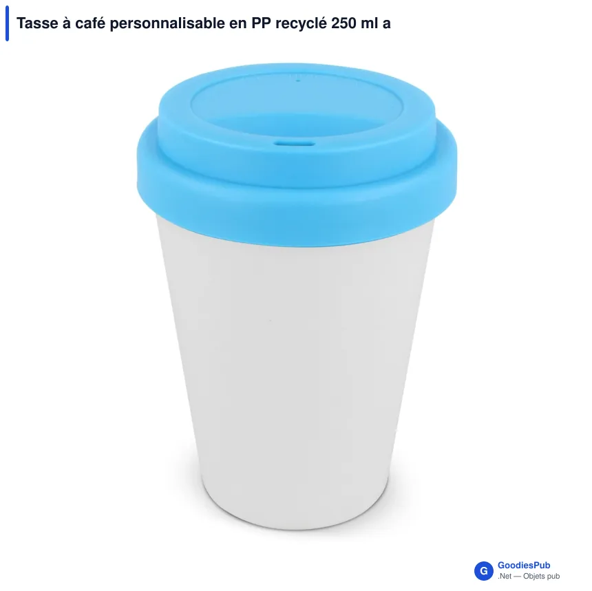 Tasse à café personnalisable en PP recyclé 250 ml avec logo - Corps blanc - Image 4