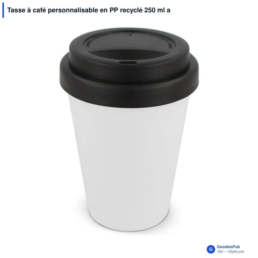 Tasse à café personnalisable en PP recyclé 250 ml avec logo - Corps blanc - Image 5