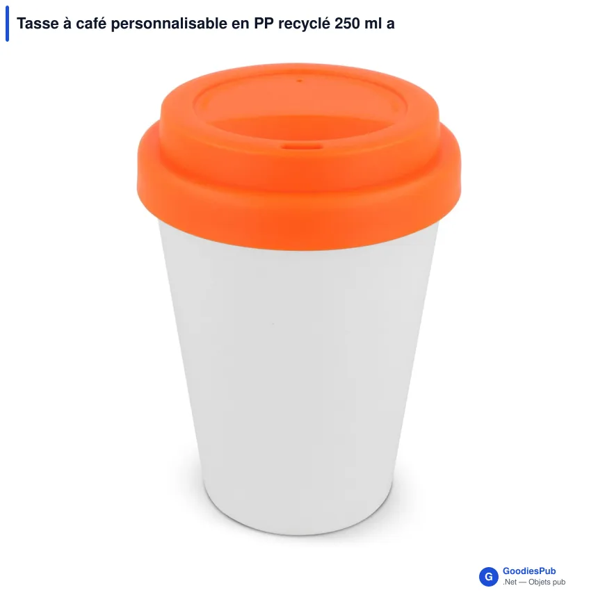 Tasse à café personnalisable en PP recyclé 250 ml avec logo - Corps blanc - Image 6