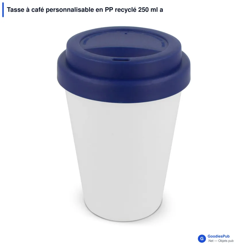 Tasse à café personnalisable en PP recyclé 250 ml avec logo - Corps blanc - Image 7