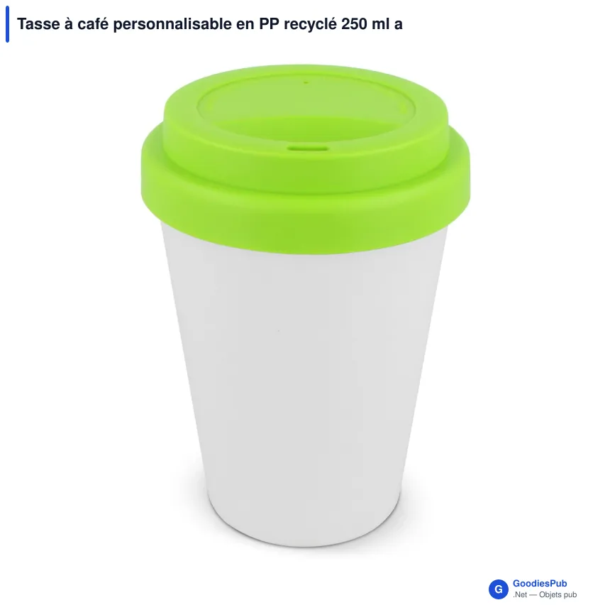 Tasse à café personnalisable en PP recyclé 250 ml avec logo - Corps blanc - Image 8