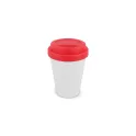 Variante Blanc / Rouge - Tasse à café personnalisable en PP recyclé 250 ml avec logo - Corps blanc