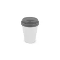 Variante Blanc / Gris - Tasse à café personnalisable en PP recyclé 250 ml avec logo - Corps blanc