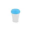 Variante Blanc / Bleu clair - Tasse à café personnalisable en PP recyclé 250 ml avec logo - Corps blanc