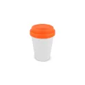 Variante Blanc / Orange - Tasse à café personnalisable en PP recyclé 250 ml avec logo - Corps blanc