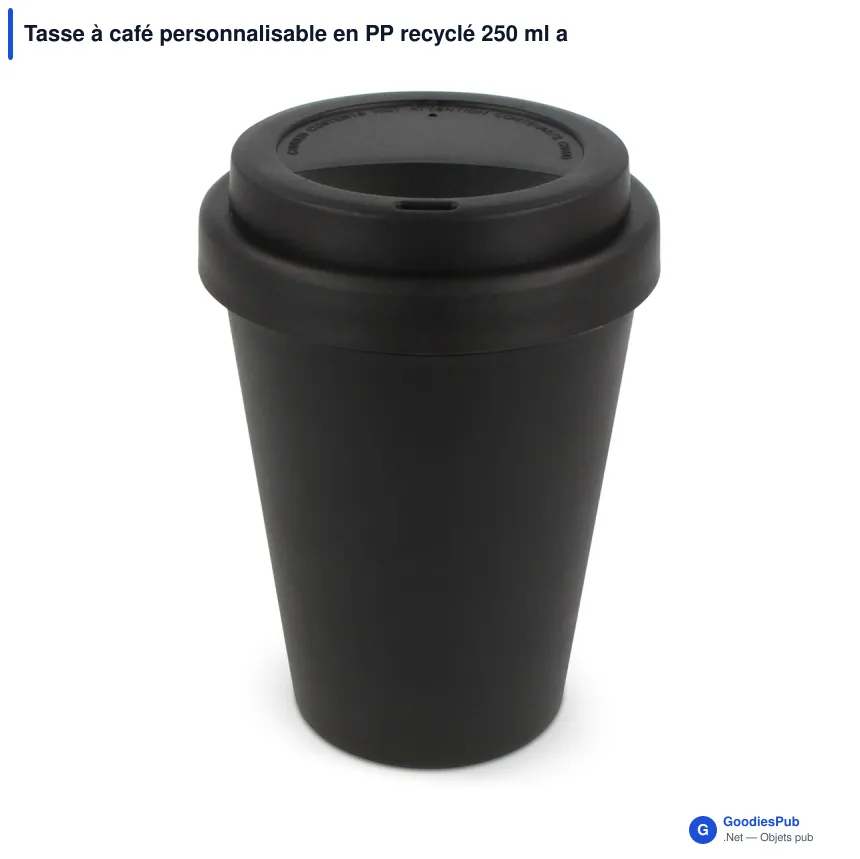 Tasse à café personnalisable en PP recyclé 250 ml avec logo - Couleurs unies - Image 2