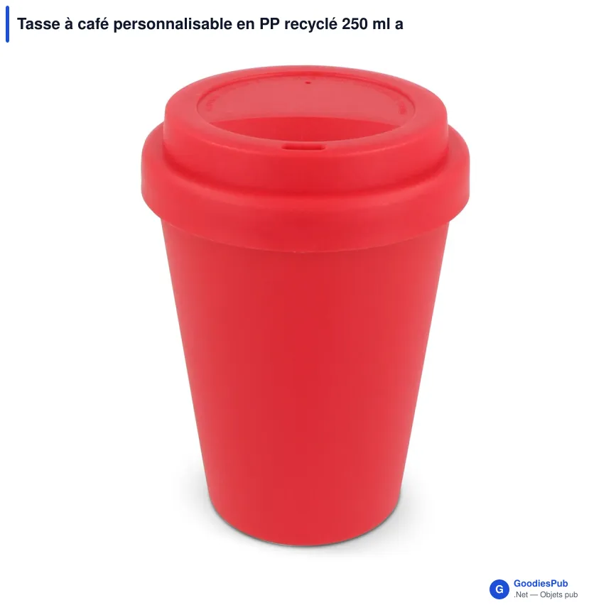 Tasse à café personnalisable en PP recyclé 250 ml avec logo - Couleurs unies - Image 4