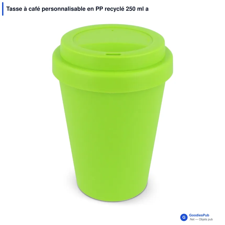 Tasse à café personnalisable en PP recyclé 250 ml avec logo - Couleurs unies - Image 5