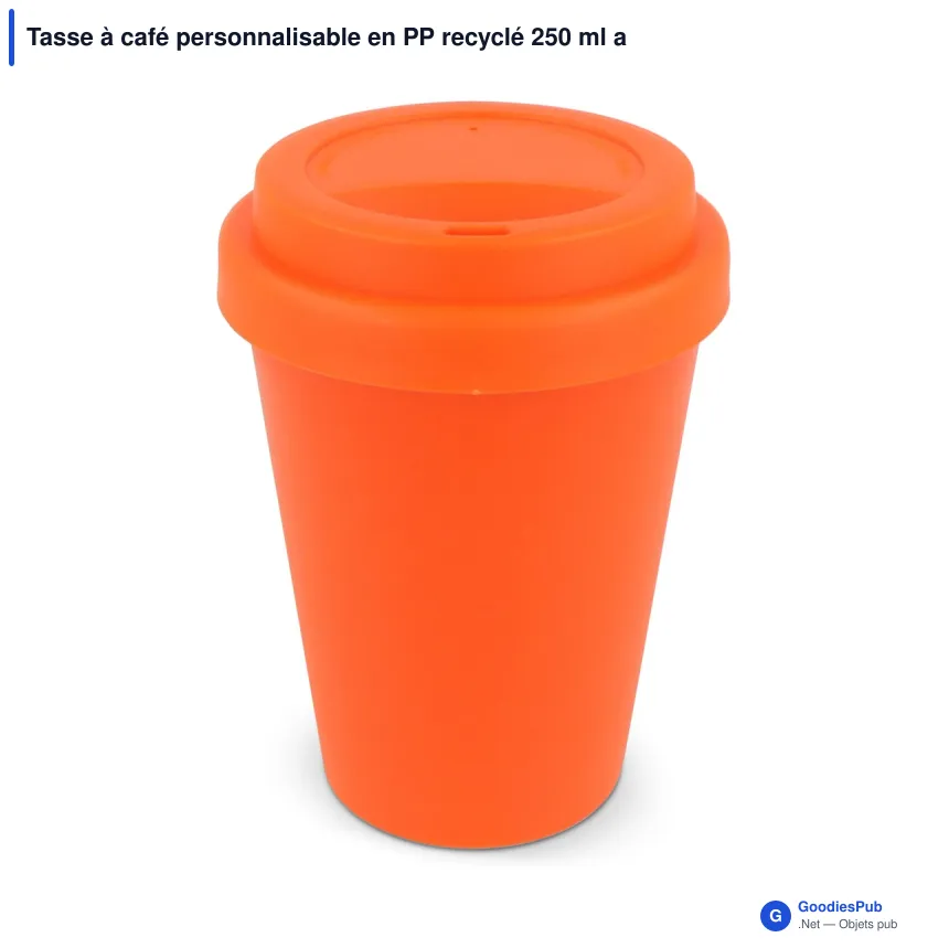Tasse à café personnalisable en PP recyclé 250 ml avec logo - Couleurs unies - Image 7