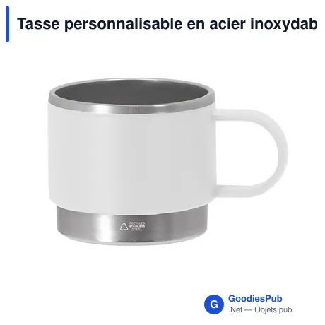 Tasse personnalisable en acier inoxydable recyclé avec logo - Blakent