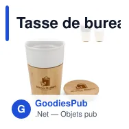 Tasse de bureau personnalisable en céramique et bambou 300 ml avec logo - Vienne - Miniature 1