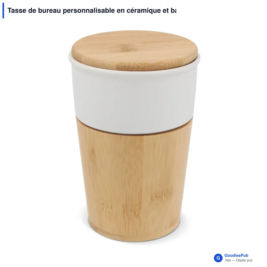 Tasse de bureau personnalisable en céramique et bambou 300 ml avec logo - Vienne - Image 3