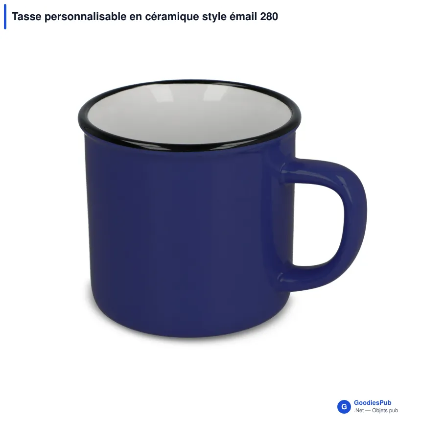 Tasse personnalisable en céramique style émail 280 ml avec logo - Image 2
