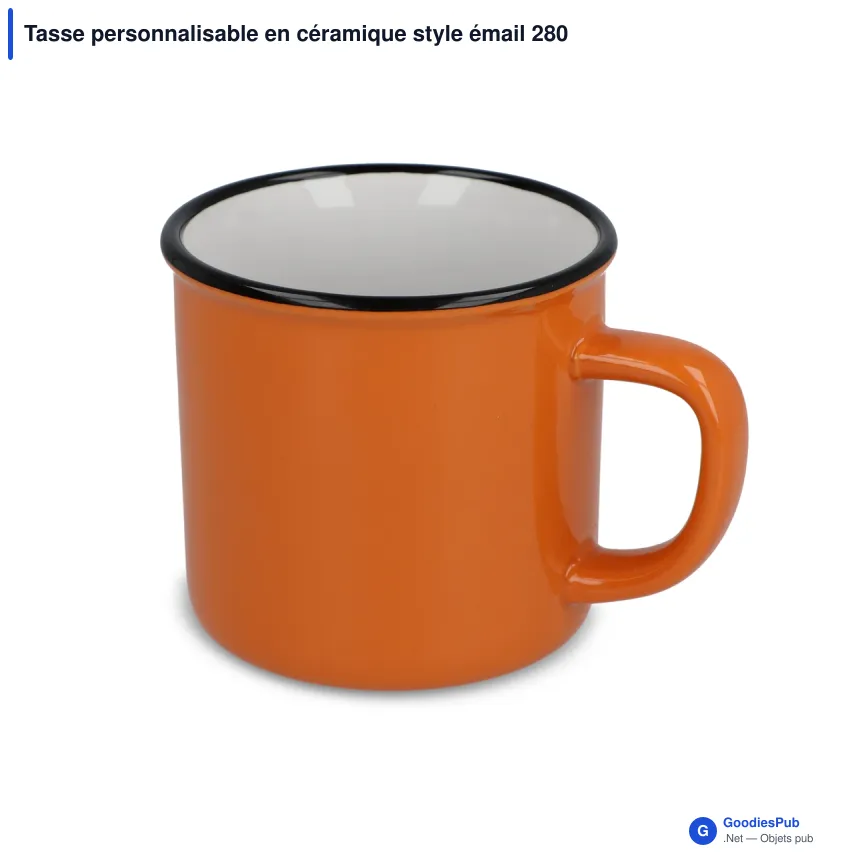 Tasse personnalisable en céramique style émail 280 ml avec logo - Image 4