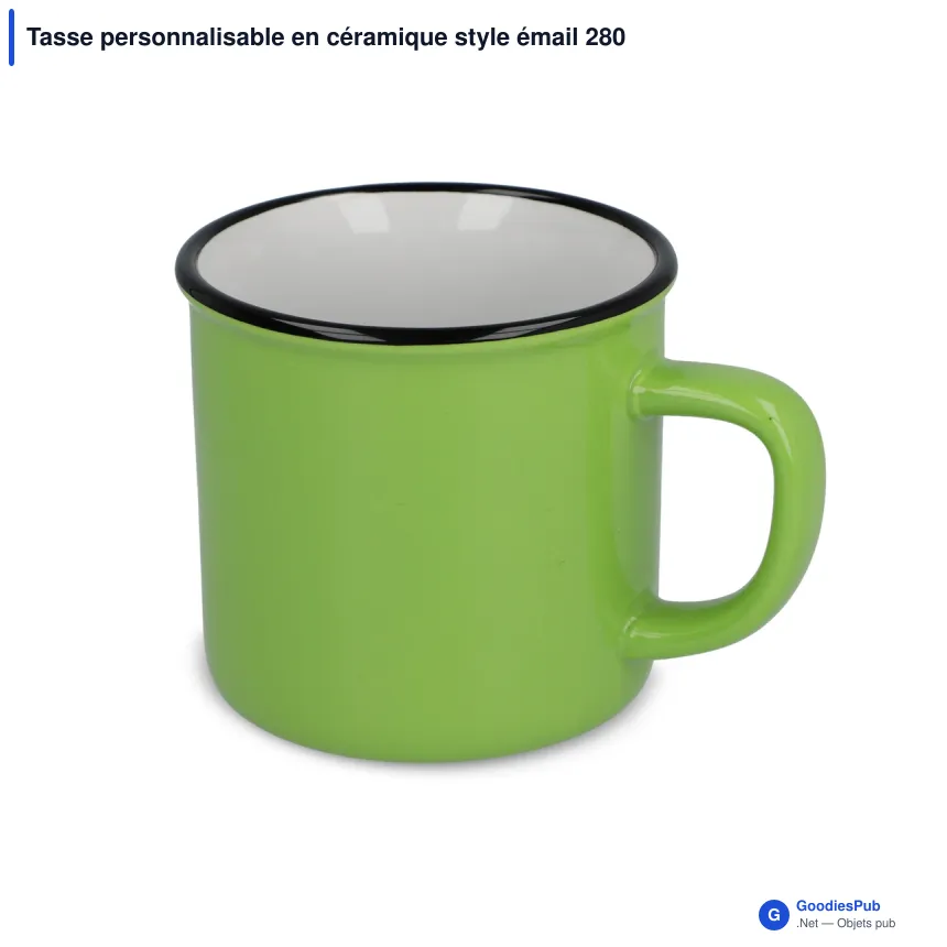 Tasse personnalisable en céramique style émail 280 ml avec logo - Image 5