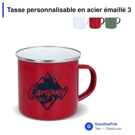 Tasse personnalisable en acier émaillé 350 ml avec logo - Émail