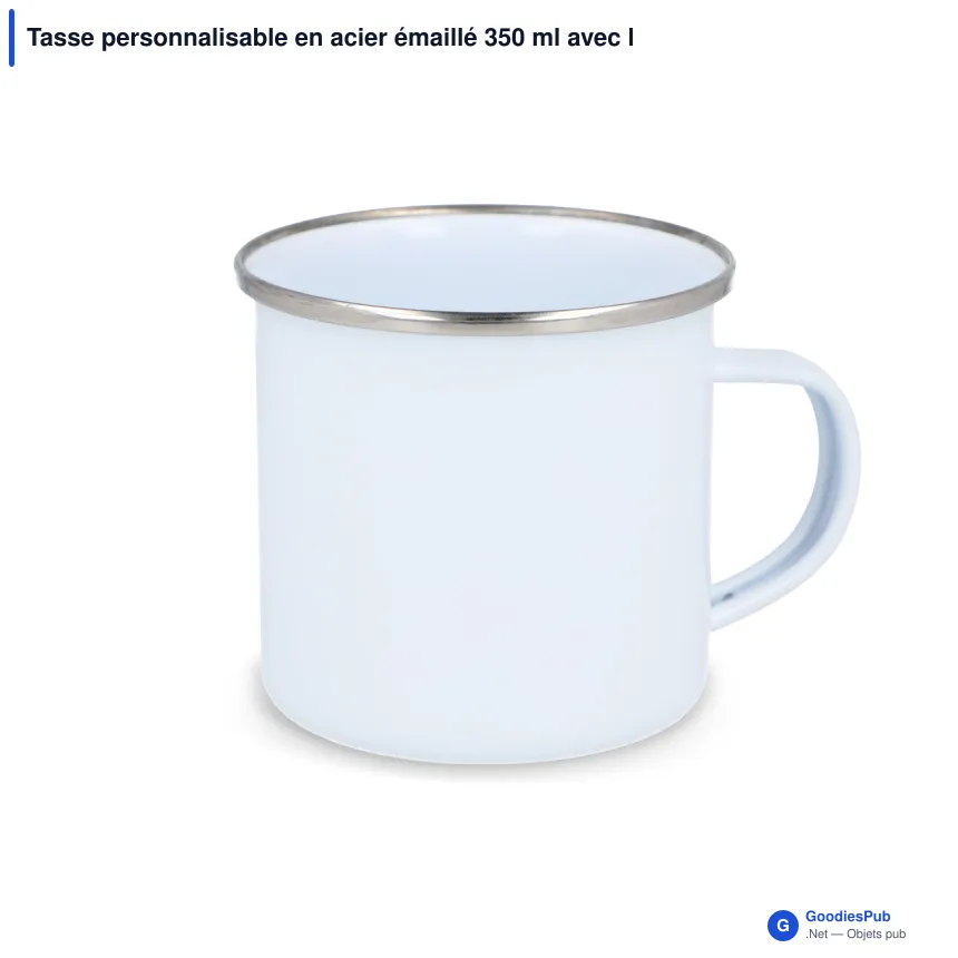 Tasse personnalisable en acier émaillé 350 ml avec logo - Émail - Image 2