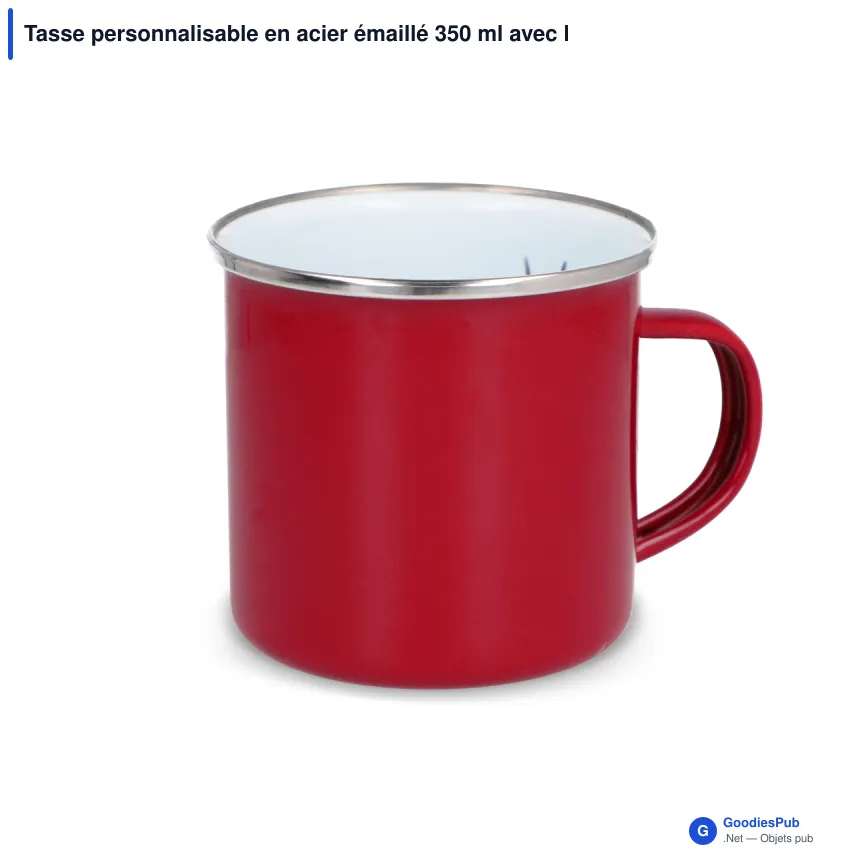 Tasse personnalisable en acier émaillé 350 ml avec logo - Émail - Image 3