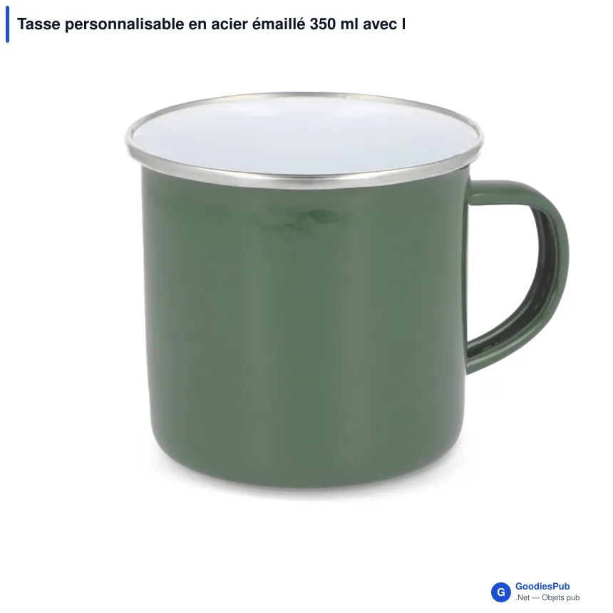 Tasse personnalisable en acier émaillé 350 ml avec logo - Émail - Image 4