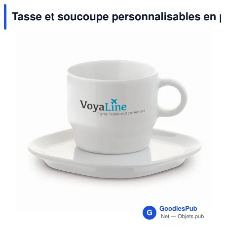 Tasse et soucoupe personnalisables en porcelaine 180 ml avec logo - Satellite