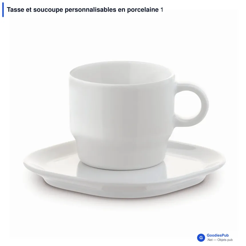 Tasse et soucoupe personnalisables en porcelaine 180 ml avec logo - Satellite - Image 2