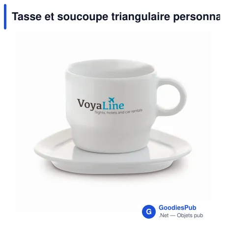 Tasse et soucoupe triangulaire personnalisables 180 ml avec logo - Satellite