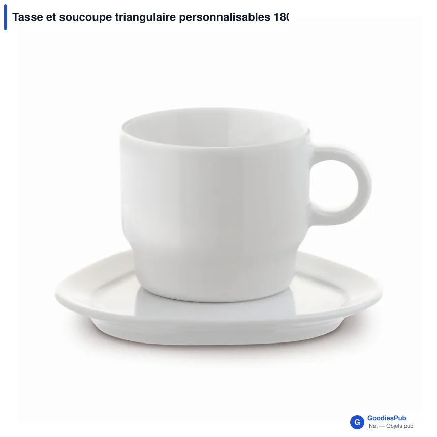 Tasse et soucoupe triangulaire personnalisables 180 ml avec logo - Satellite - Image 2