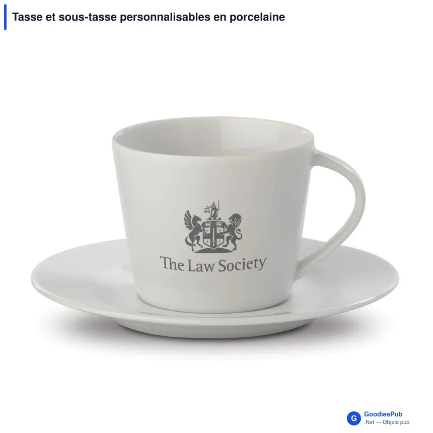 Tasse et sous-tasse personnalisables en porcelaine 160 ml avec logo - Milano - Image 1
