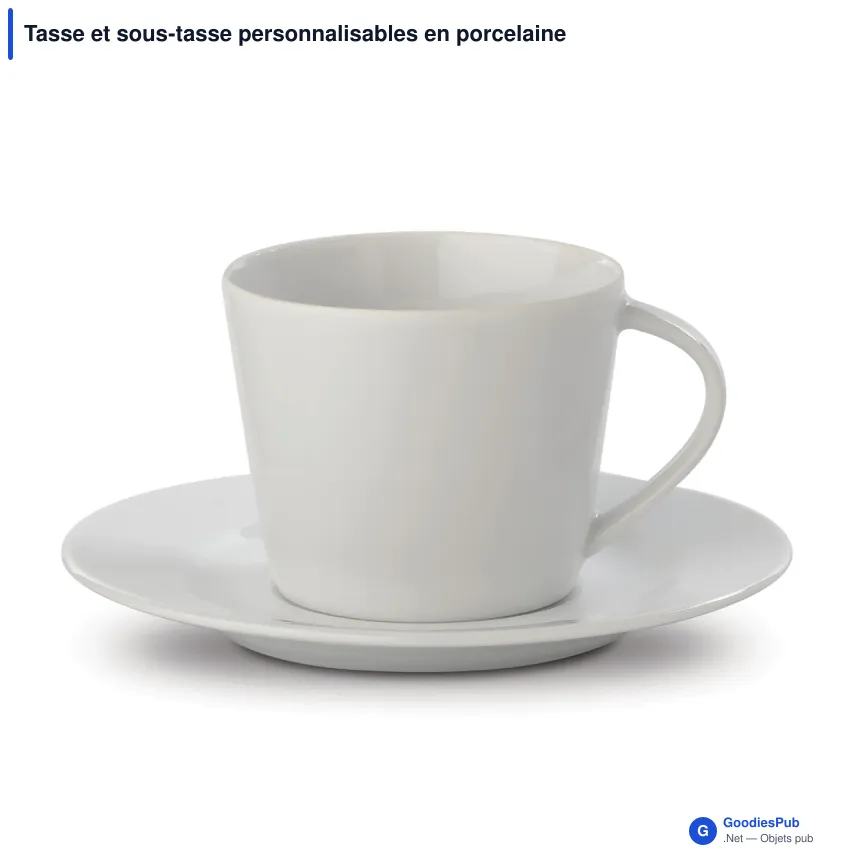 Tasse et sous-tasse personnalisables en porcelaine 160 ml avec logo - Milano - Image 2