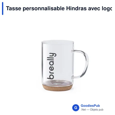 Tasse personnalisable Hindras avec logo en verre borosilicate
