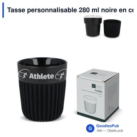 Tasse personnalisable 280 ml noire en céramique avec logo - InSideOut Fjord All Black