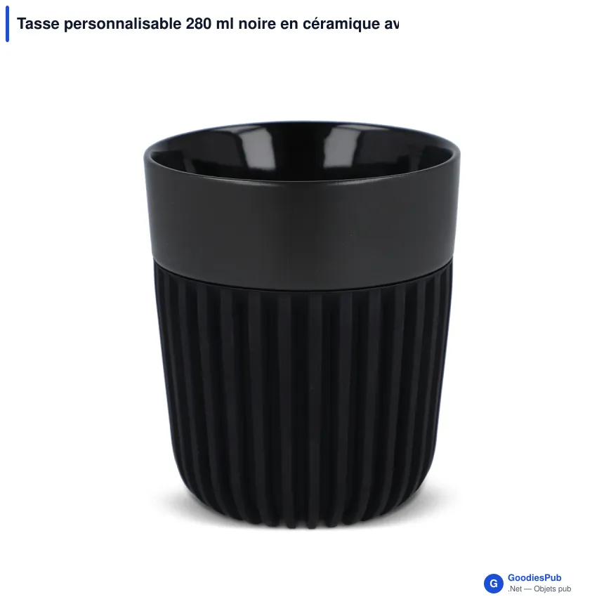 Tasse personnalisable 280 ml noire en céramique avec logo - InSideOut Fjord All Black - Image 2