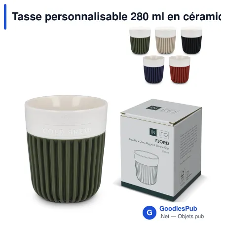 Tasse personnalisable 280 ml en céramique et silicone avec logo - InSideOut Fjord