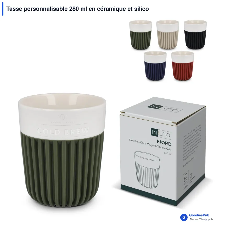 Tasse personnalisable 280 ml en céramique et silicone avec logo - InSideOut Fjord - Image 1