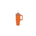 Variante Orange - Tasse personnalisable 800 ml à poignée et paille, en inox recyclé avec logo - Miami