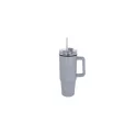 Variante Gris - Tasse personnalisable 800 ml à poignée et paille, en inox recyclé avec logo - Miami